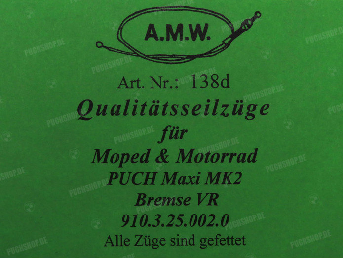 Bowdenzug Puch Maxi MK2 Bremszug vorn A.M.W. 